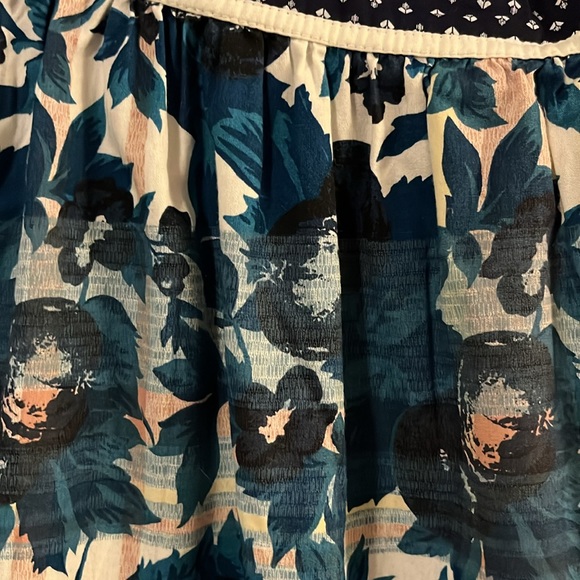 Urban Outfitters Kimchi Blue Floral Print Strapless Pocketed White Blue Dress 4 - Picture 9 of 14